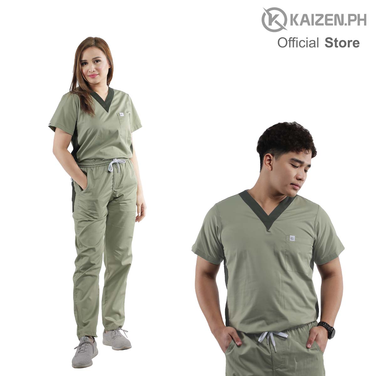 KAIZEN.PH Scrub Suit 1st Gen KSS-28, 2-Tone Amboy Cut Top Regular Pants Series