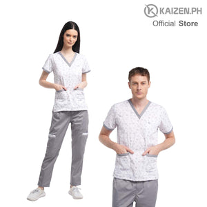 Open image in slideshow, Scrub Suit 3rd Gen KSS3G-03 PRINTED MEDICAL ELEMENTS 5-Pocket Top, Welt 6-pocket Combi Regular PantS
