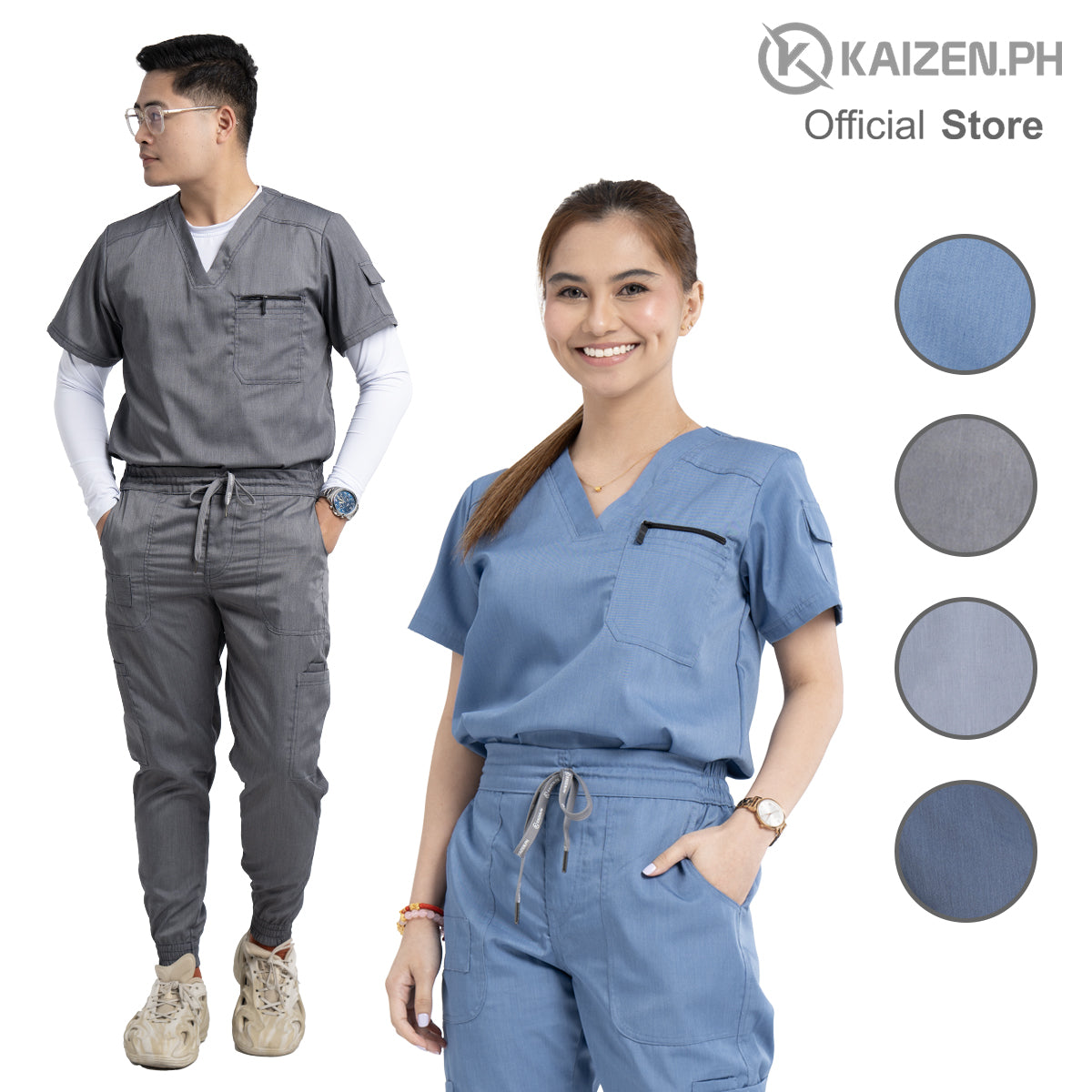 Scrub Suit 1st Gen KSS-38 Zipper Pocket Top, Cargo Jogger Pants Denim ...