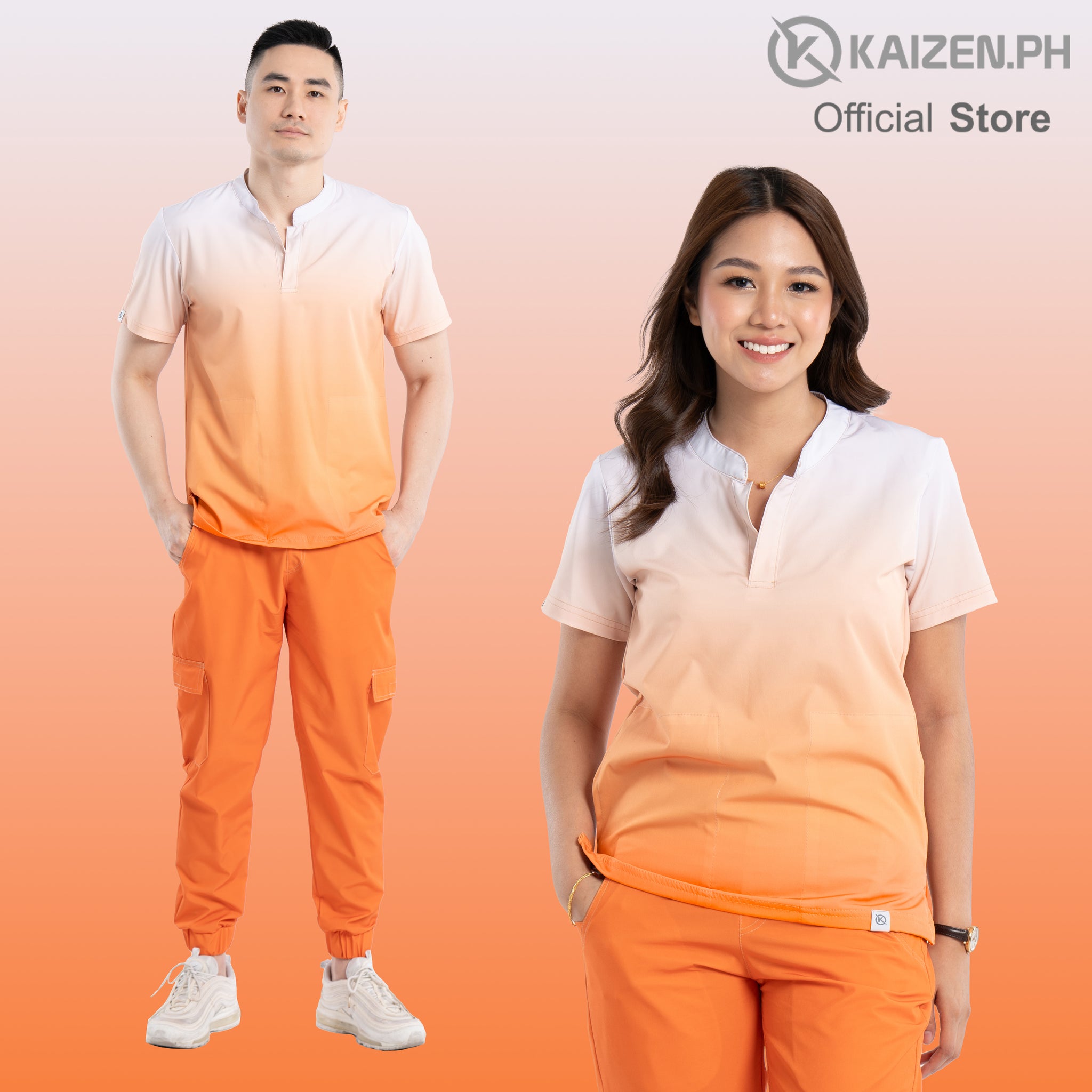 Scrub Suit 4th Gen KSS4G-01 OMBRE Chinese Collar Top, 6-pockets