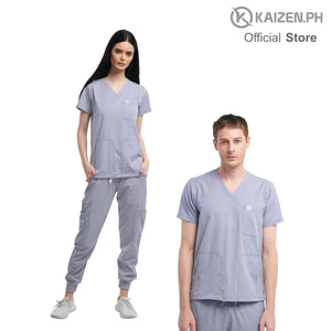 Open image in slideshow, Scrub Suit 2nd Gen KSS2G-11 DENIM INSPIRED Invisible Pockets, Accentuated Double-stitch Top, 7-pocket Cargo Jogger Pants Series
