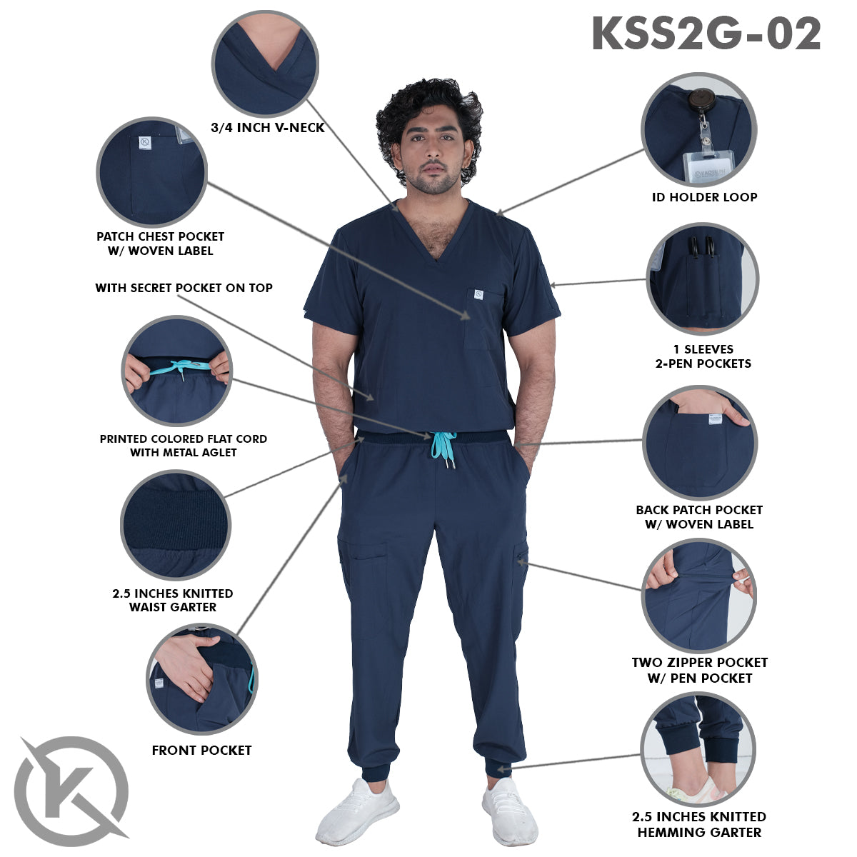 2nd Gen Scrub Suit KSS2G-02 INVISIBLE POCKET TOP CARGO JOGGER PANTS SERIES